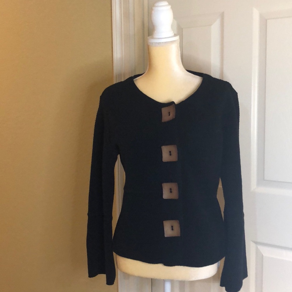 Black 100% Cotton, exclusive of detail, short jacket with wooden buttons. S